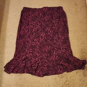 Sag Harbor Purple Midi Flute Ruffle Skirt Size Large Rayon Elastic Waist